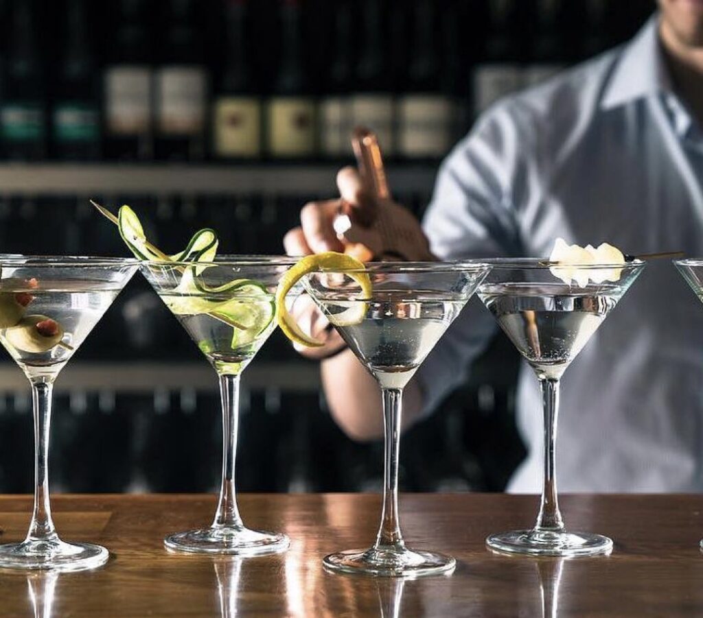 Martinis Display on Bar